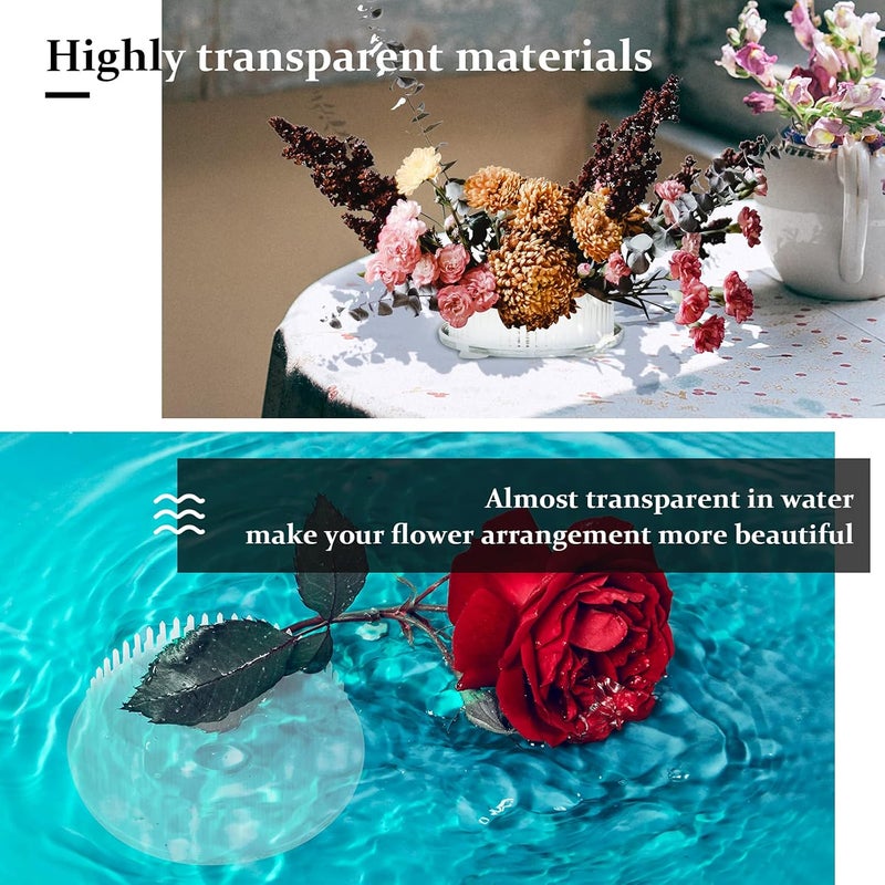 Calsoling 4 Pieces Flower Frog Transparent Flower Arrangement Holder, Round Pin Flower Holder Floral Arranging Frog with 3 Suction Cup from Japanese Ikebana Art for Home Plant Decoration DIY Craft - Image 2
